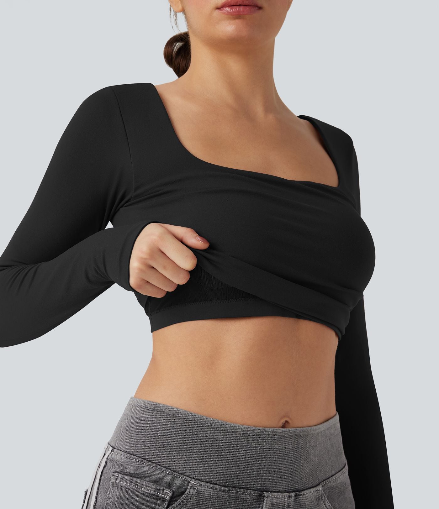 Haut de sport yoga 2-en-1 décolleté carré à manches longues sans couture OneForm Seamless Flow