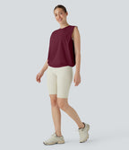 Débardeur de yoga col rond froncé, tissu rafraîchissant - Protection UPF50+