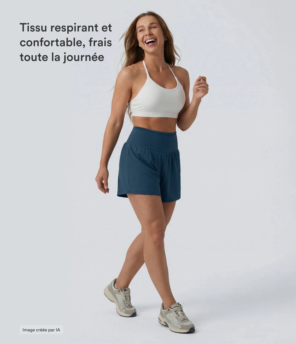 Short de yoga 2-en-1 SoftlyZero™ Airy taille haute gainant effet frais InstantCool 12,5 cm avec poches
