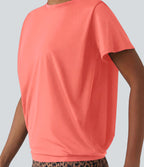 Haut de sport col rond manches courtes effet frais InstantCool avec fronces, protection solaire UPF50+