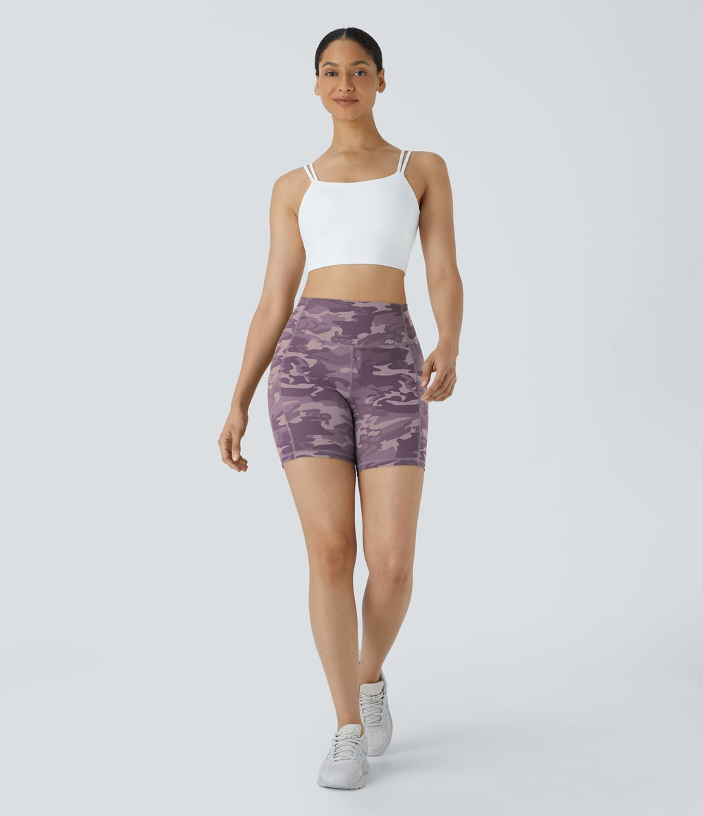 Short Course Biker Yoga Taille Haute avec Poches Latérales