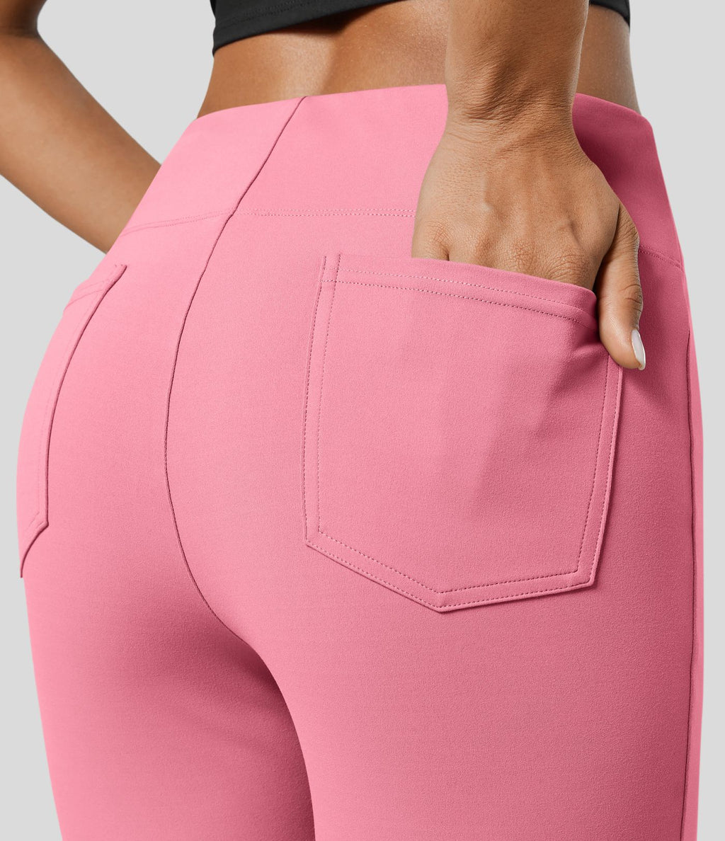 Pantalon tailleur légèrement évasé taille haute avec poches arrière Halara Flex™