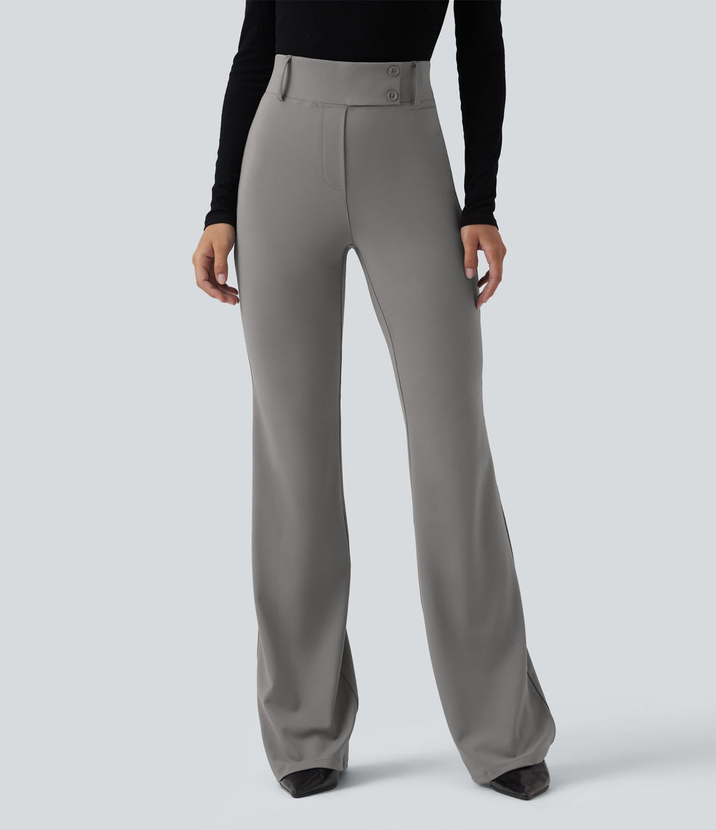 Pantalon tailleur évasé taille haute avec poches Halara Flex™