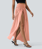 Breezeful™ Jupe Taille Haute Casual Maxi Séchage Rapide Fluide Fente Plissée 2 en 1