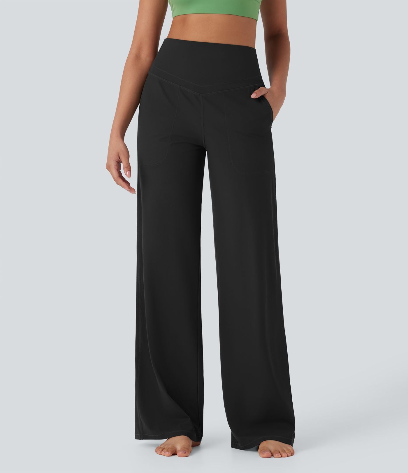 Pantalon de yoga droit gainant taille haute avec poches Halara UltraSculpt™