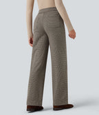 Halara Flex™ Pantalon tailleur pied-de-poule coupe droite taille haute avec poches
