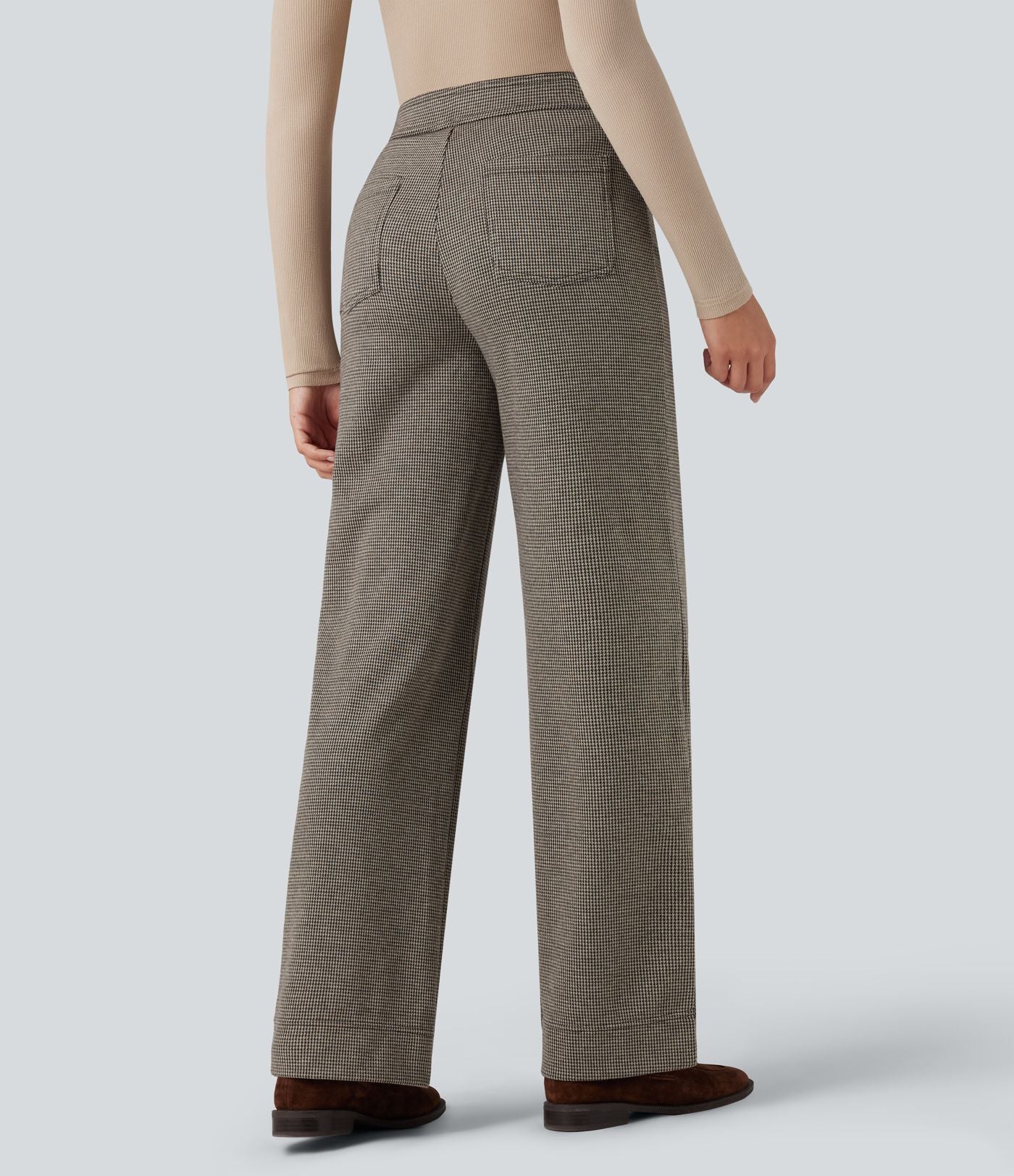 Halara Flex™ Pantalon tailleur pied-de-poule coupe droite taille haute avec poches