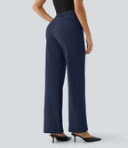 Pantalon de travail Halara Flex™ droit, taille mi-haute, avec poches