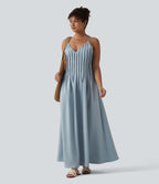 Robe longue à bretelles col V avec poches