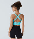 Débardeur yoga court SoftlyZero™ Airy col carré dos nu bretelles croisées effet frais InstantCool, bonnets A-C, protection solaire UPF50+