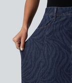 Jupe en jean midi casual Halara Flex™ taille mi-haute avec poches