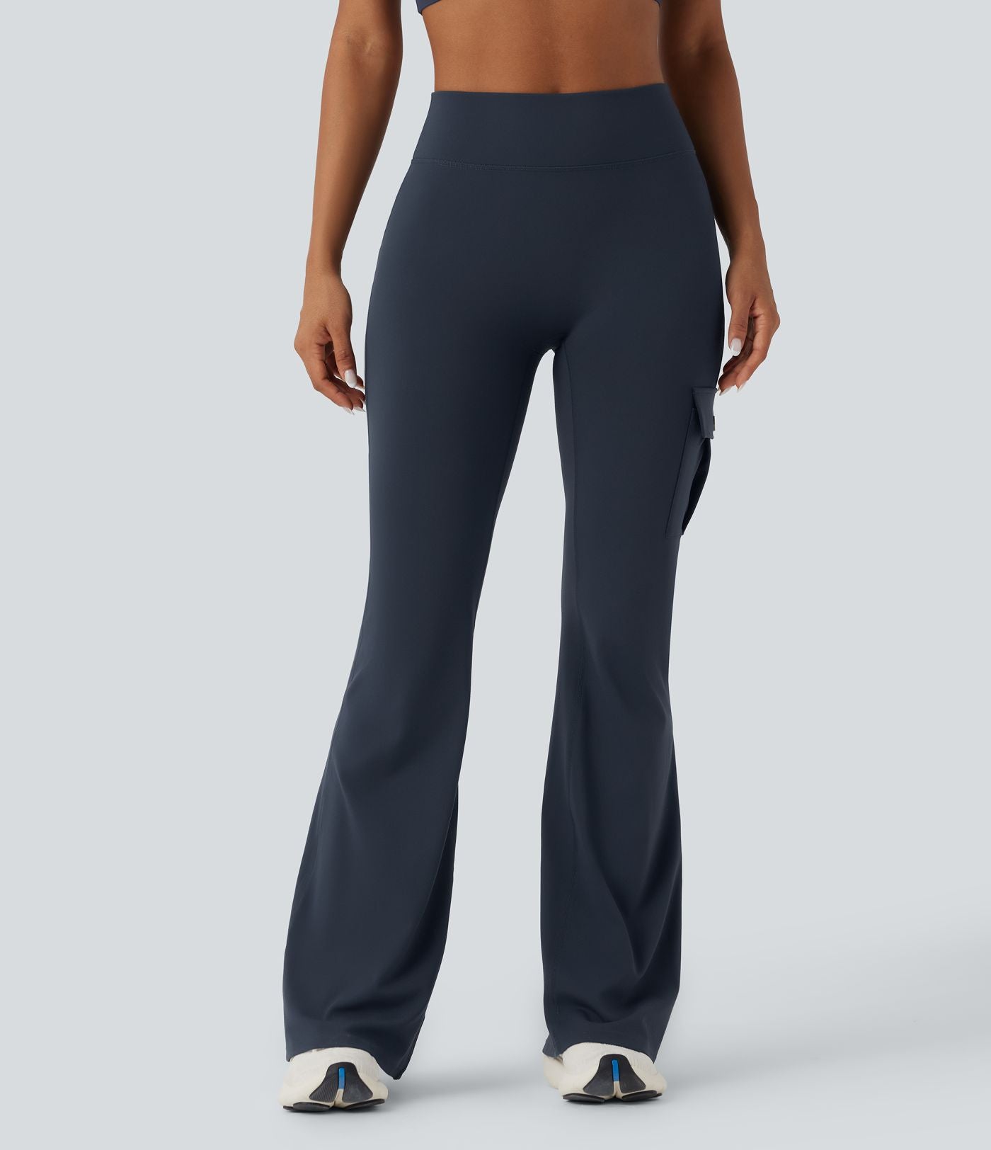 Pantalon évasé d'entraînement gainant froncé taille haute DayStretch avec poches