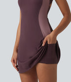 Robe de tennis courte 2-en-1 SoftlyZero™ Airy effet frais InstantCool avec brassière intégrée, color block et poches, accès facile Easy Peasy, protection solaire UPF50+
