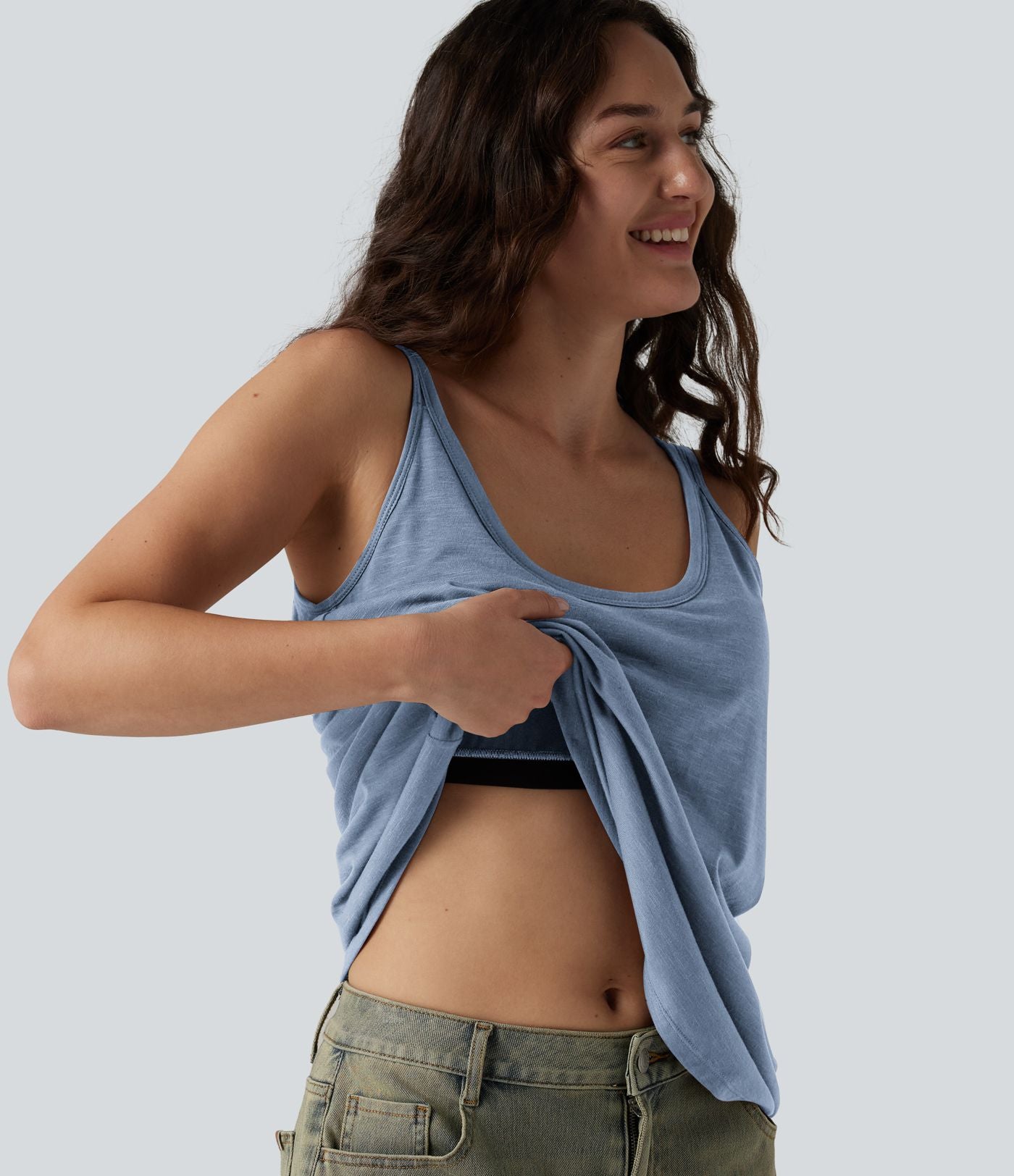 Débardeur décontracté à col en U et brassière intégrée