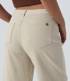 Jean ample Halara Flex™ asymétrique casual à rayures taille mi-haute avec poches
