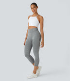 Legging capri yoga taille haute froncé effet push-up sans couture OneForm Seamless Flow