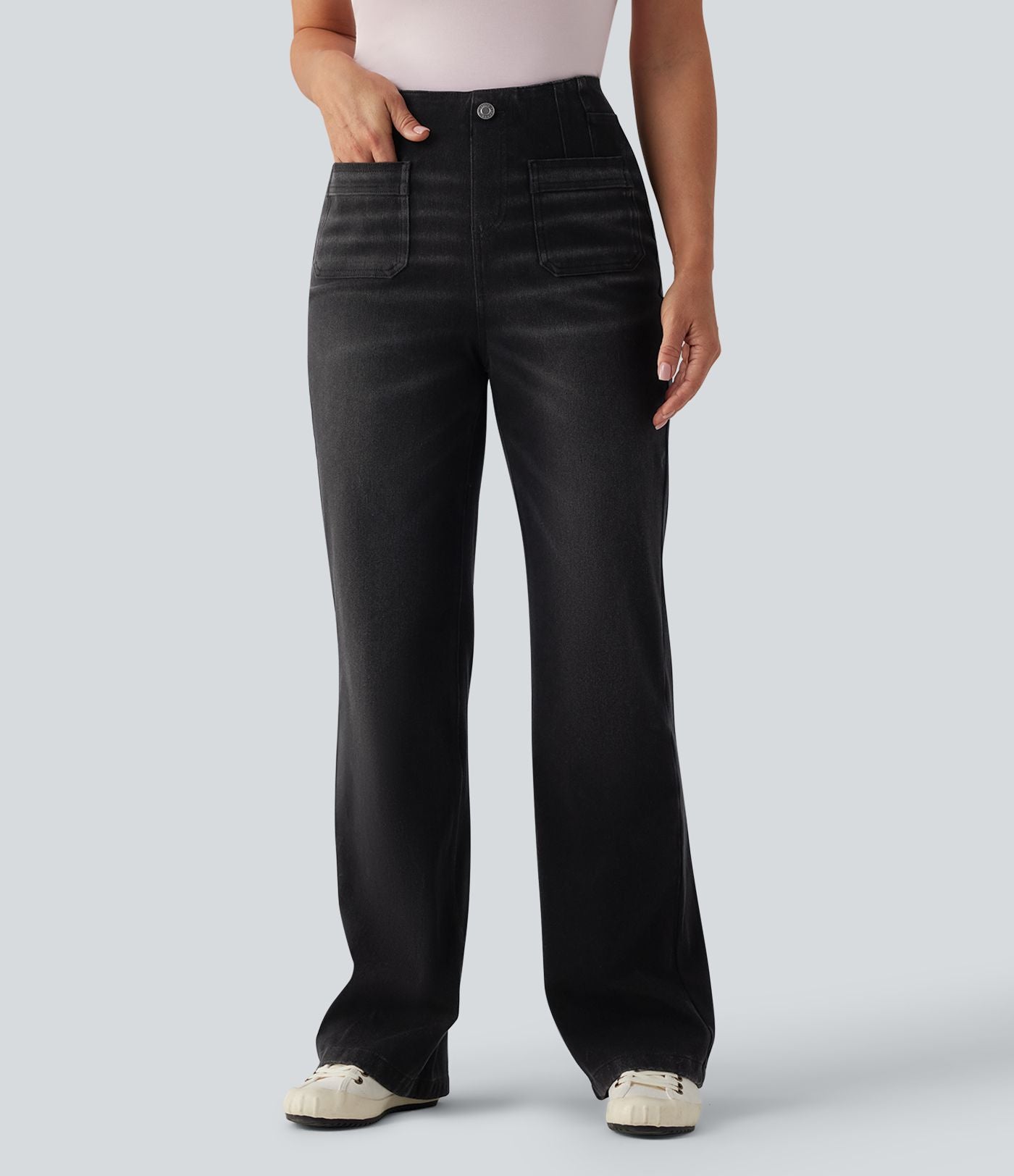 Jean droit Halara Flex™ casual taille haute avec poches