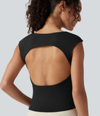 Débardeur de yoga SoftlyZero™ Airy col bateau ajouré froncé effet frais InstantCool avec brassière intégrée
