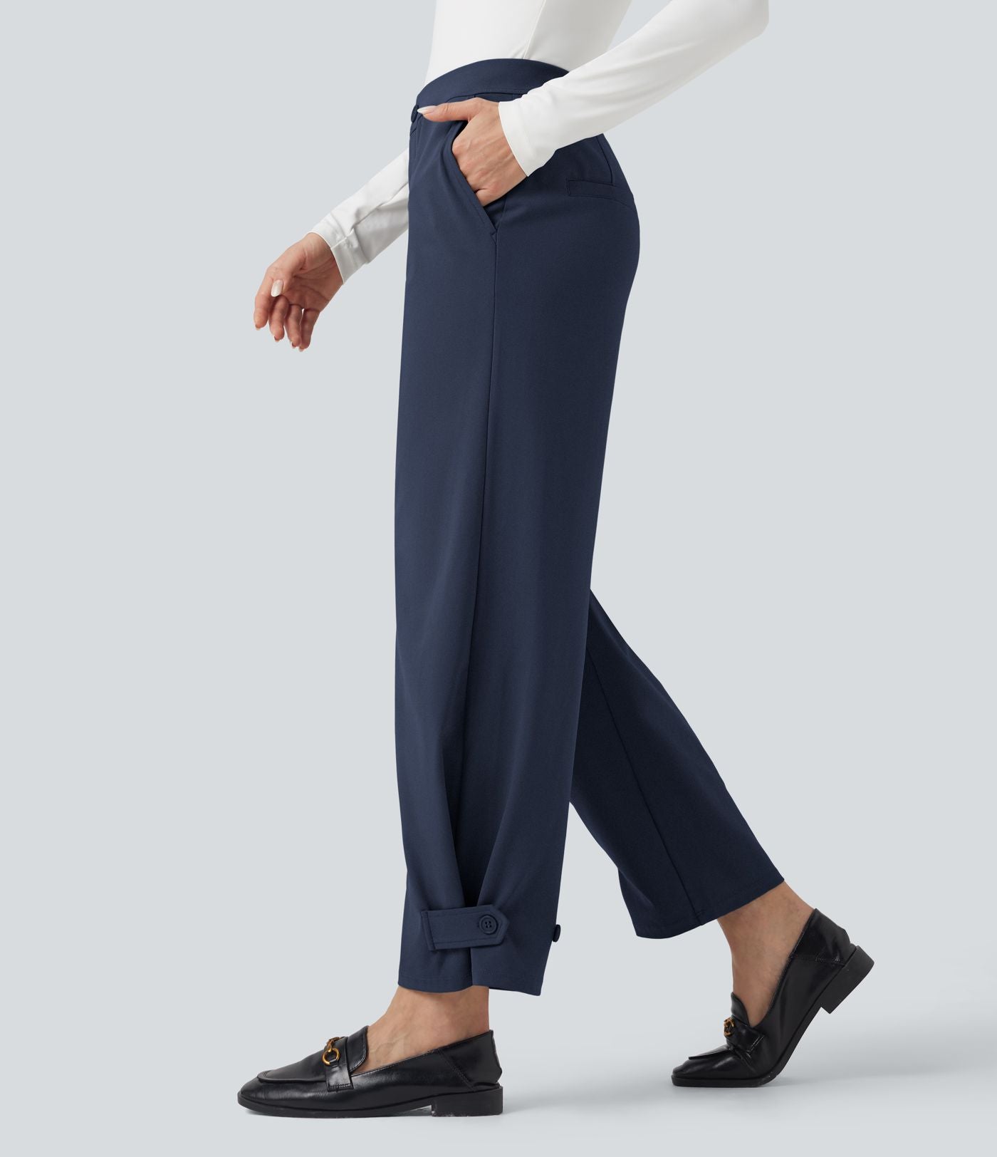 Pantalon de travail fuselé taille moyenne avec largeur ajustable Halara Flex™ DayStretch avec poches