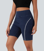 Short casual denim Halara Flex™ tricot extensible taille haute effet push-up froncé avec poches