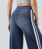 Halara Flex™ Jean large fluide délavé taille haute à rayures avec poches