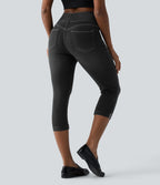Jean capri skinny Halara Flex™ taille haute décontracté à ourlet roulotté avec poches