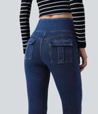 Legging décontracté gainant taille haute effet denim avec poches Halara Flex™