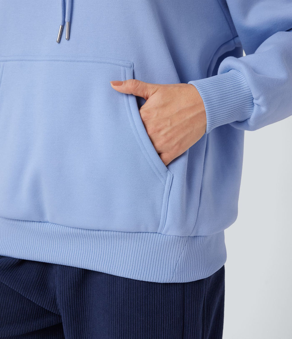 Sweat-shirt coton polaire à capuche cordon de serrage manches longues avec poches