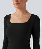 Haut de sport yoga 2-en-1 décolleté carré à manches longues sans couture OneForm Seamless Flow