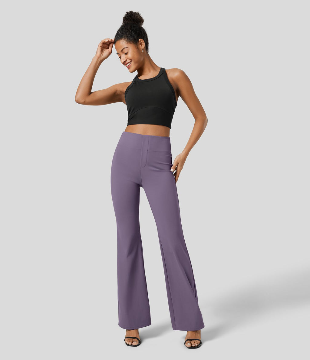 Pantalon tailleur légèrement évasé taille haute avec poches arrière Halara Flex™