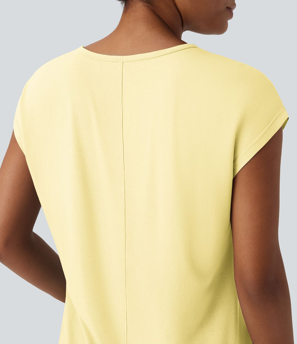 T-shirt casual col V manches courtes