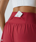 Short 7,5cm Yoga 2 en 1 Super Taille Haute Poches Arrière Poches Cachées Latérales