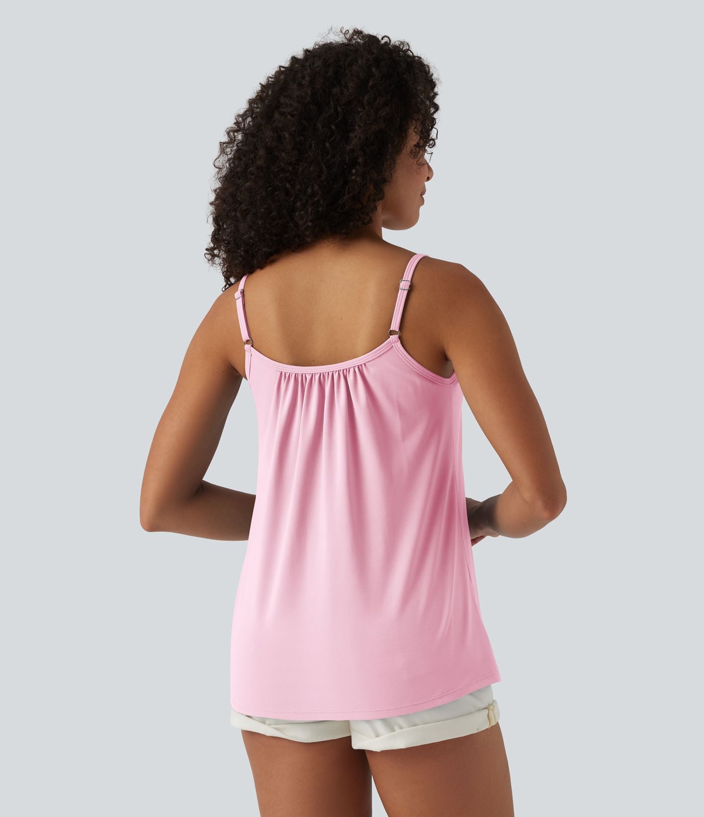 Caraco décontracté 2-en-1 froncé avec brassière intégrée bretelles réglables