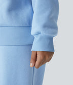Sweat-shirt décontracté Halara oversize en polaire avec lettrage brodé et bords côtelés contrastés