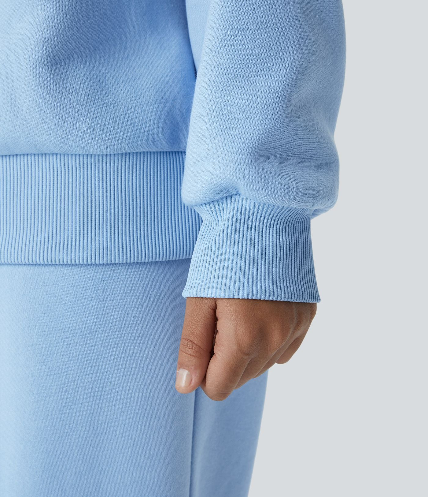 Sweat-shirt décontracté Halara oversize en polaire avec lettrage brodé et bords côtelés contrastés