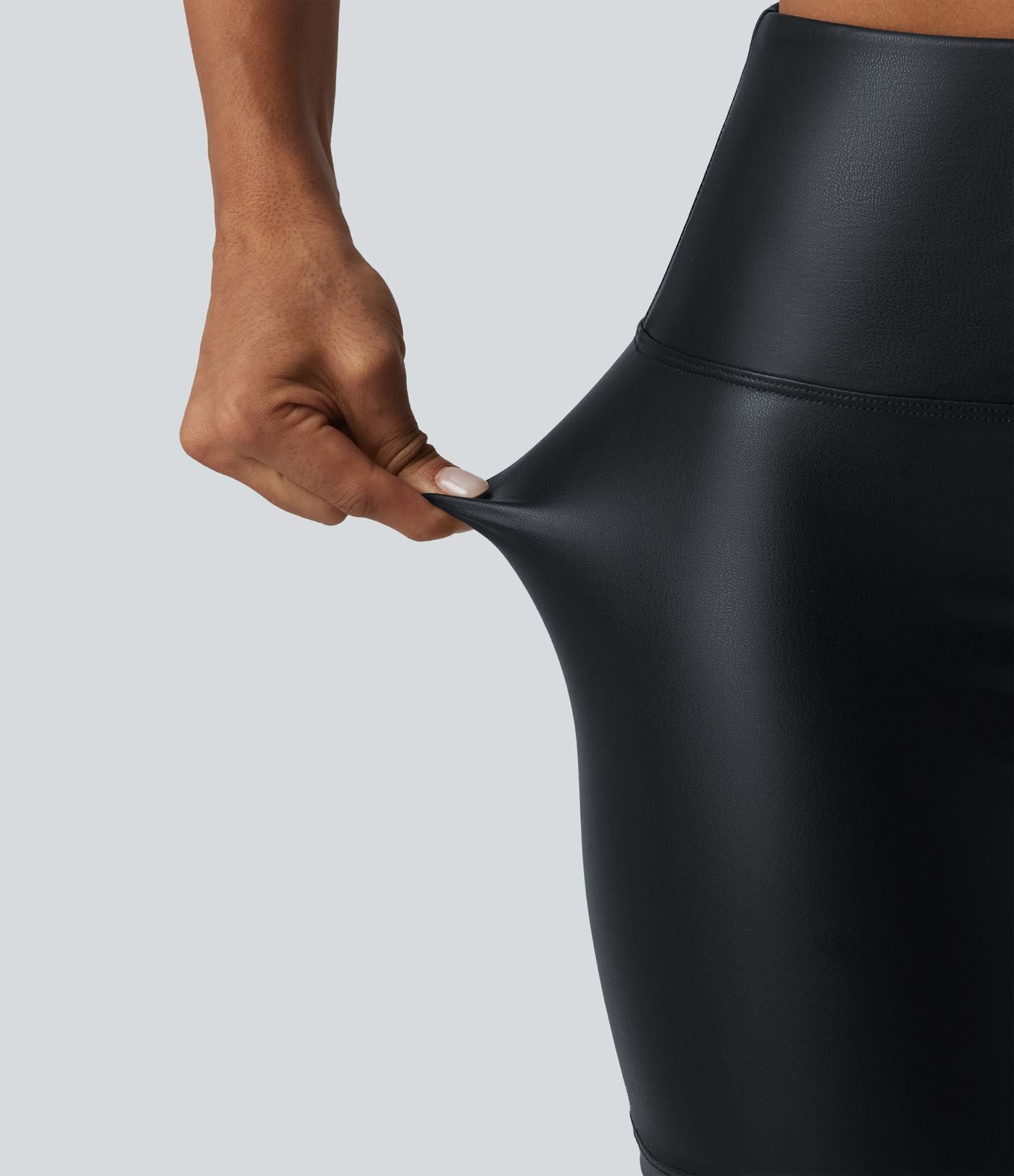 Short de cycliste casual en PU stretch gainant taille haute 12,5 cm avec poches