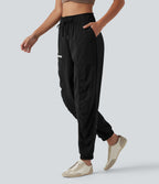 Jogging de course fuselé froncé taille mi-haute à cordon de serrage, séchage rapide, à effet frais InstantCool, avec poches, protection solaire UPF40+