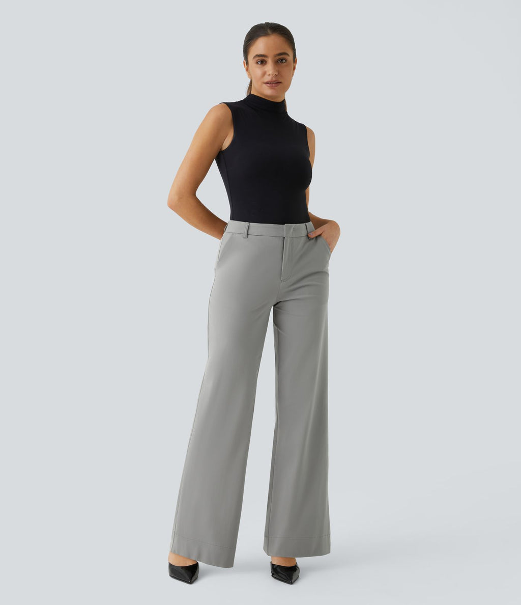 Pantalon de travail Halara Flex™ droit, taille mi-haute, avec poches