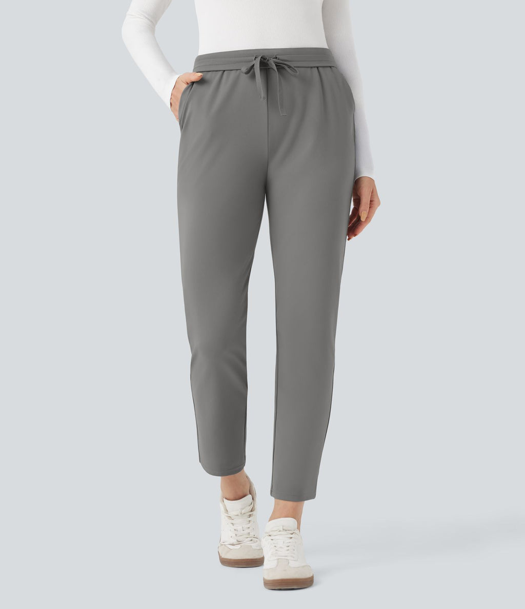 Pantalon de travail ajusté 7/8 repliable taille haute avec cordon de serrage Halara Flex™ DayStretch avec poches
