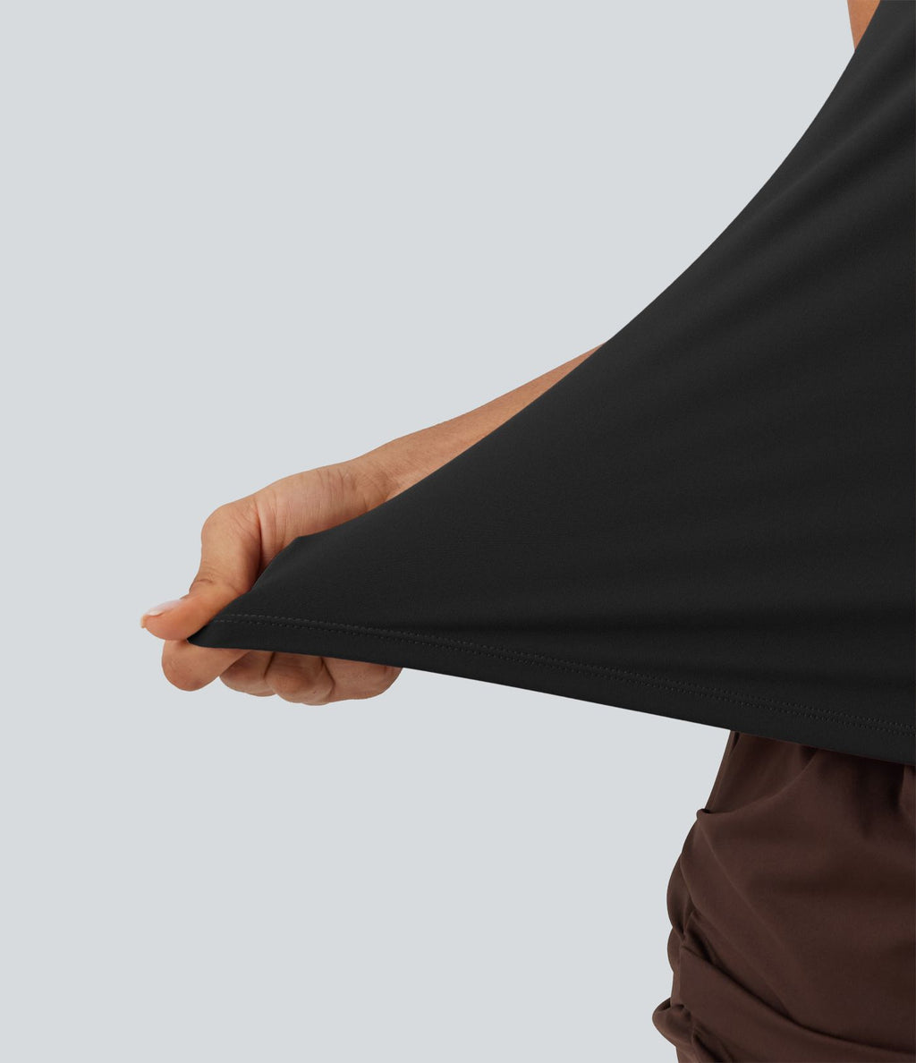 Débardeur de yoga à encolure U, toucher frais, séchage rapide, coussinets amovibles et protection solaire UPF 50+