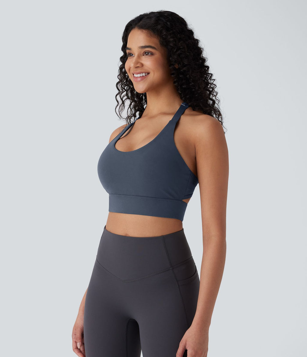 Halara UltraSculpt™ Brassière de sport yoga soutien léger col U dos nu avec crochets ajustables