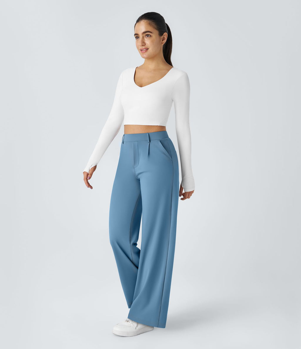 Pantalon tailleur Halara Flex™ DayStretch coupe droite taille haute avec poches