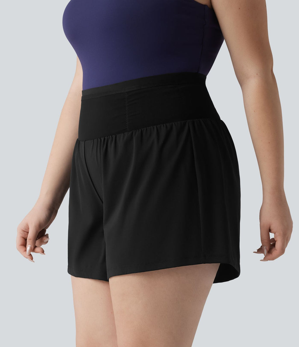 Short de yoga grande taille SoftlyZero™ Airy, gainant et respirant, 2-en-1, à effet frais InstantCool, avec poches