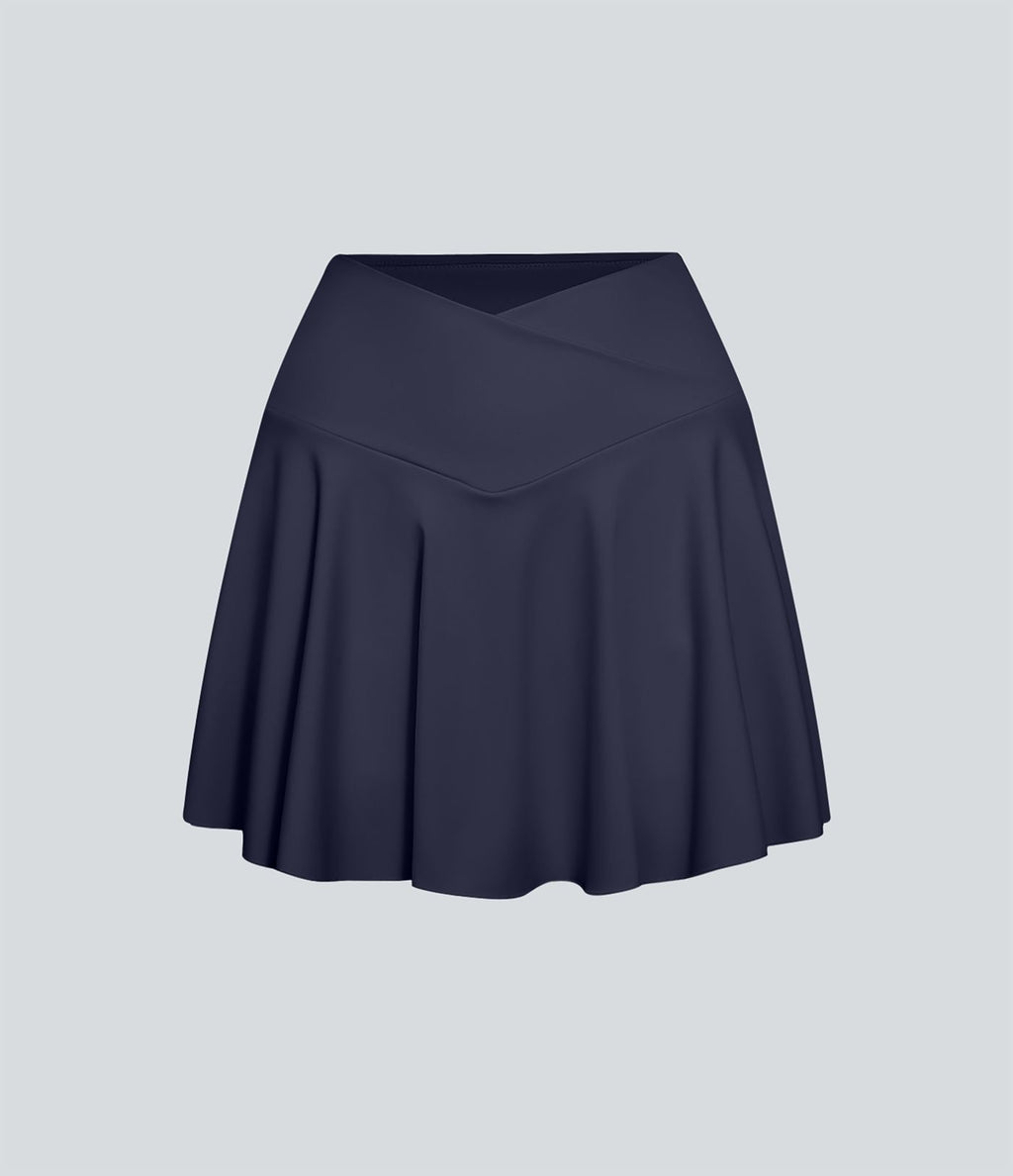 Jupe de tennis SoftlyZero™ Airy taille haute confortable 2-en-1 poches latérales croisées évasée effet frais