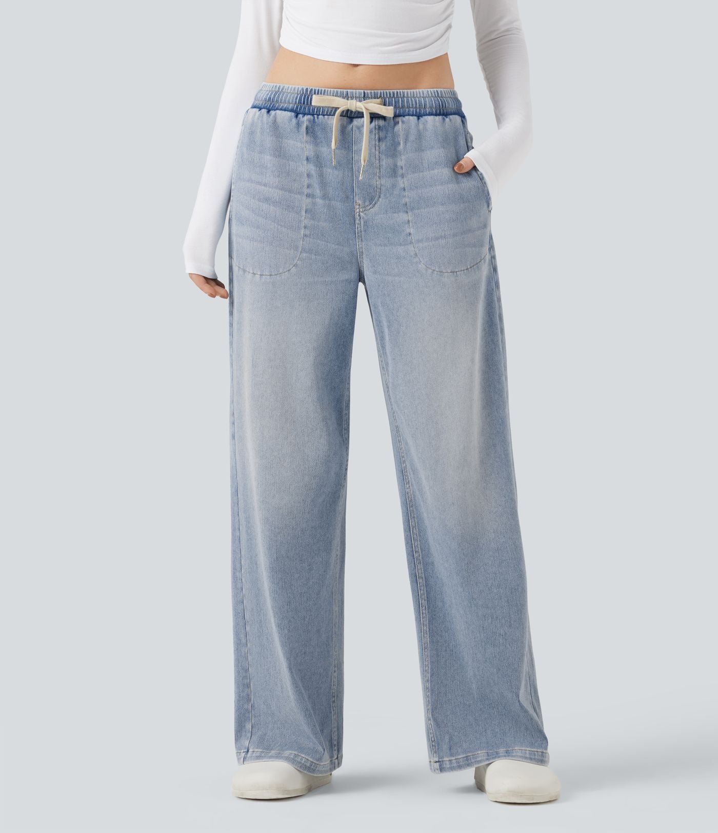 Jean baggy Halara Flex™ taille basse avec cordon de serrage et poches