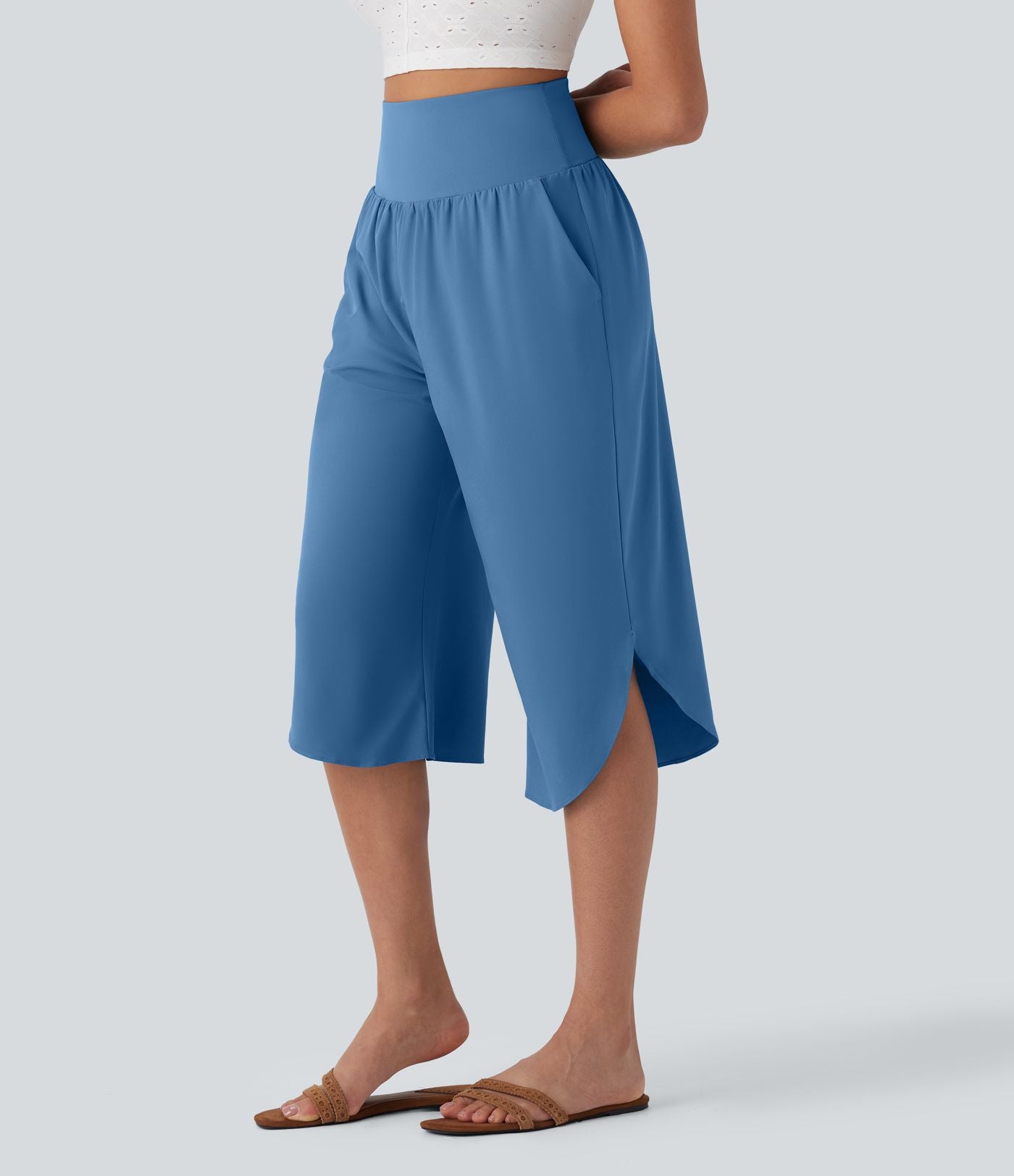 Pantalon corsaire gainant taille haute à ourlet asymétrique et séchage rapide avec poches Breezeful™
