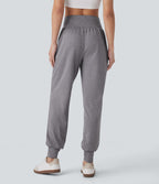 Pantalon jogging décontracté taille haute avec poches latérales