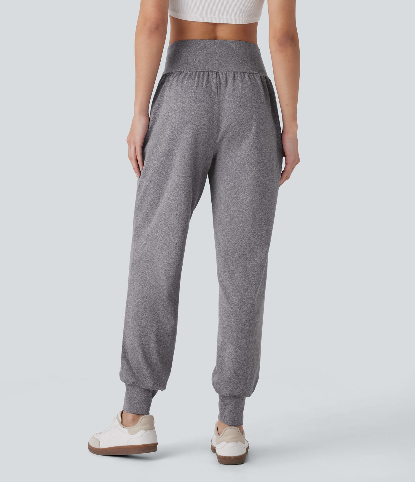 Pantalon jogging décontracté taille haute avec poches latérales