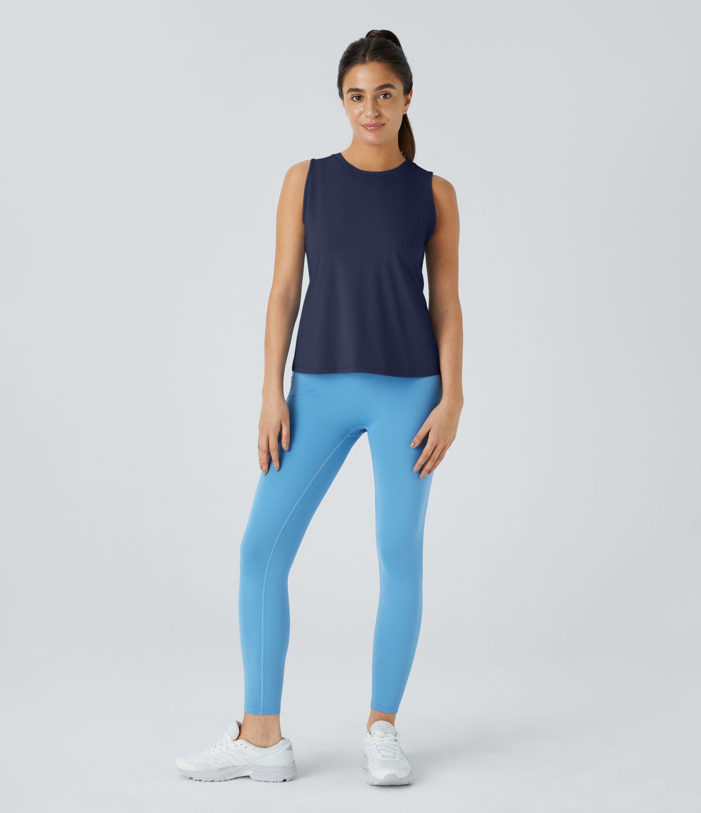 Top Débardeur Yoga Uni à Ourlet Croisé et Découpe
