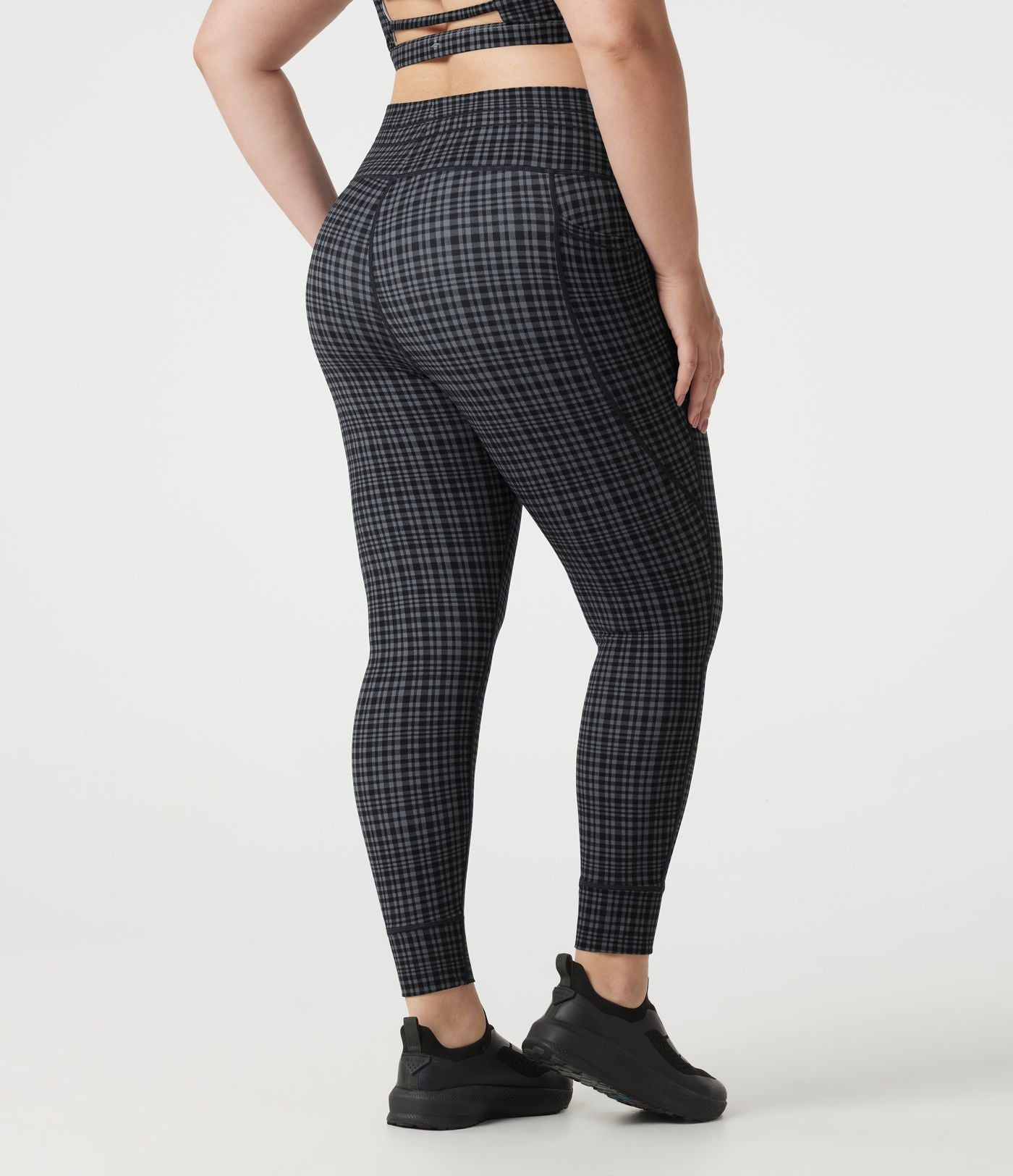 Legging de yoga grande taille Halara UltraSculpt™ taille haute à carreaux avec cordon ajustable et poches